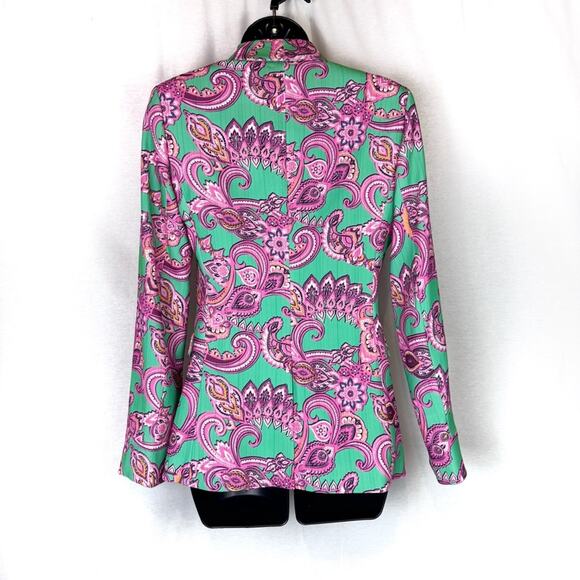 ALICE + OLIVIA Macey Pink and Green Paisley Floral Women's Blazer Size 2 - Picture 5 of 8